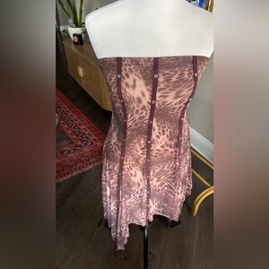 Strapless animal print asymmetrical top or dress